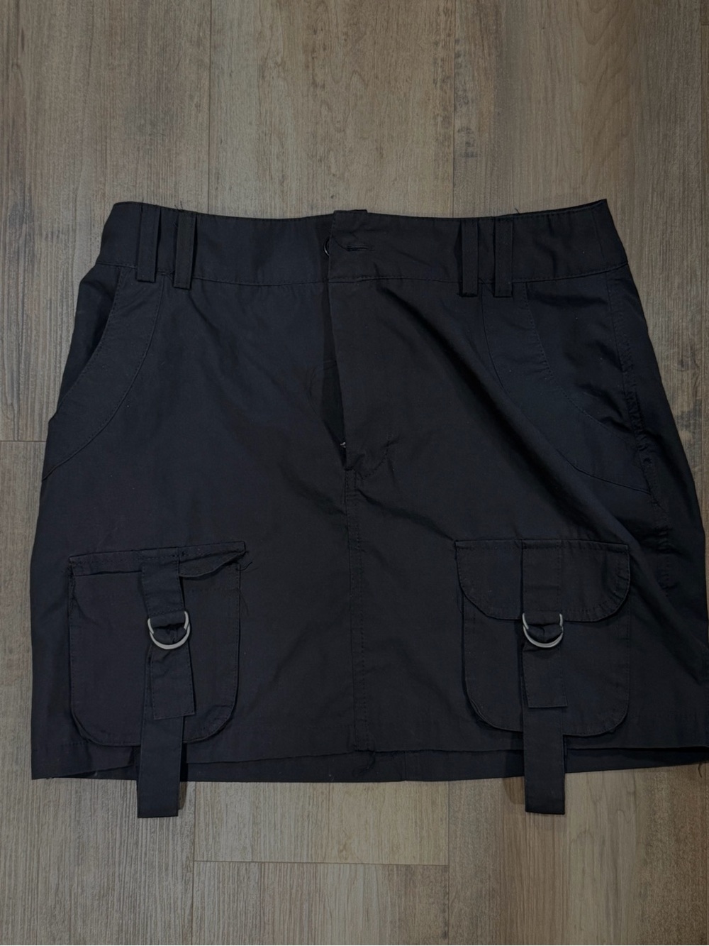 Black Cargo Mini Skirt with Utility Pockets